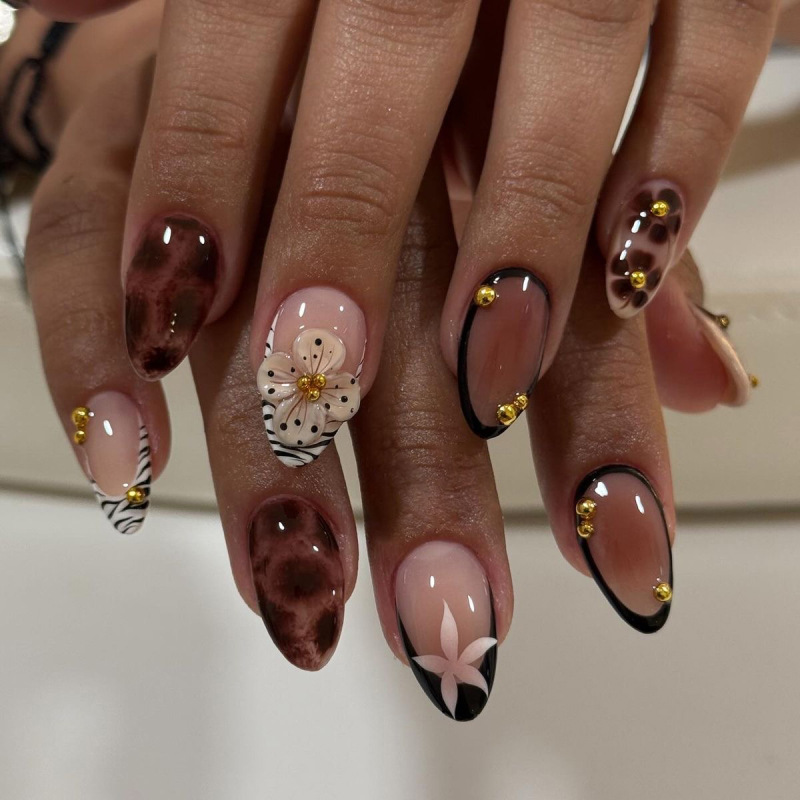 Nail Art Zebra - 24 Pezzi Unghie Finte Francesi con