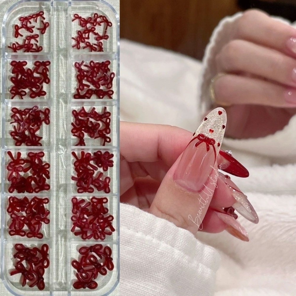 Nail Art Burgundy - Decorazioni per Unghie Rosso Vino, Fiocchi