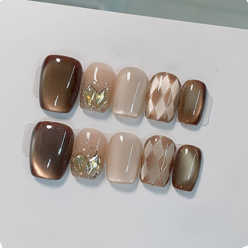 Nail Art Cat Eye - 10 pz. Unghie Finte Press-On Fatte