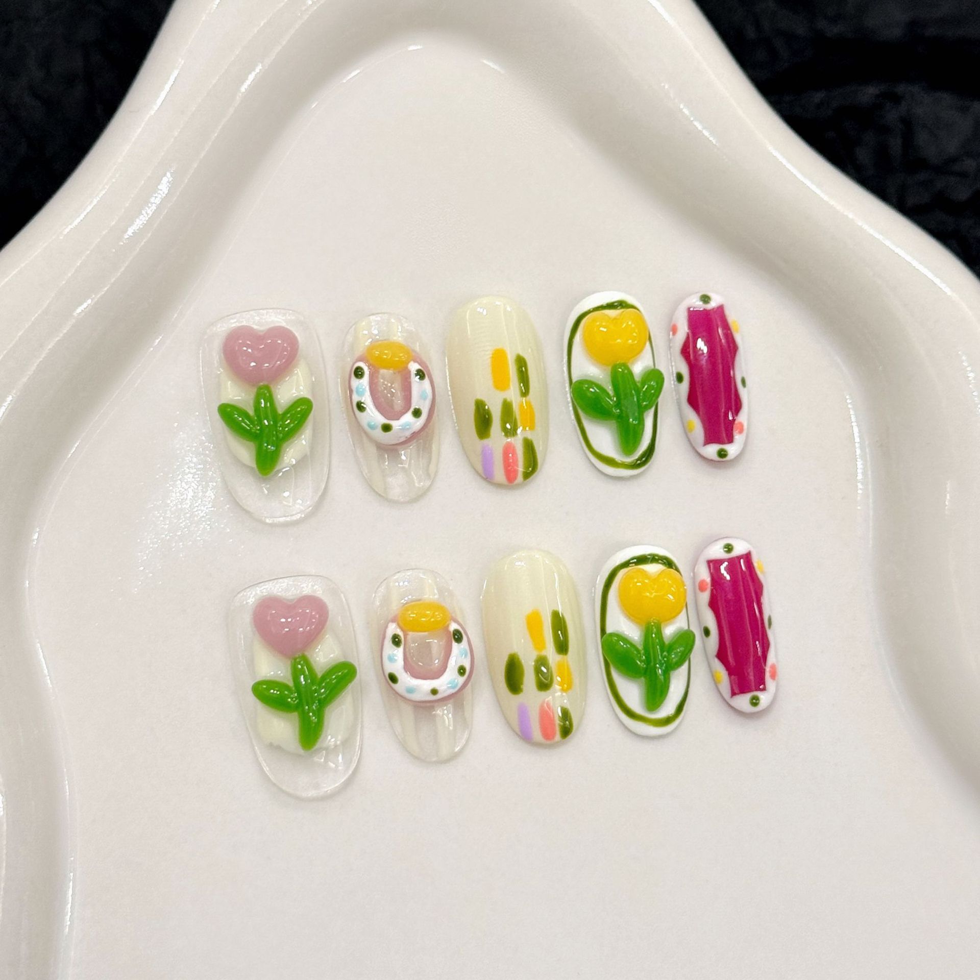 10 pezzi fatti a mano stampa s - Nail Art Pink Cat Eye recensione e prezzo