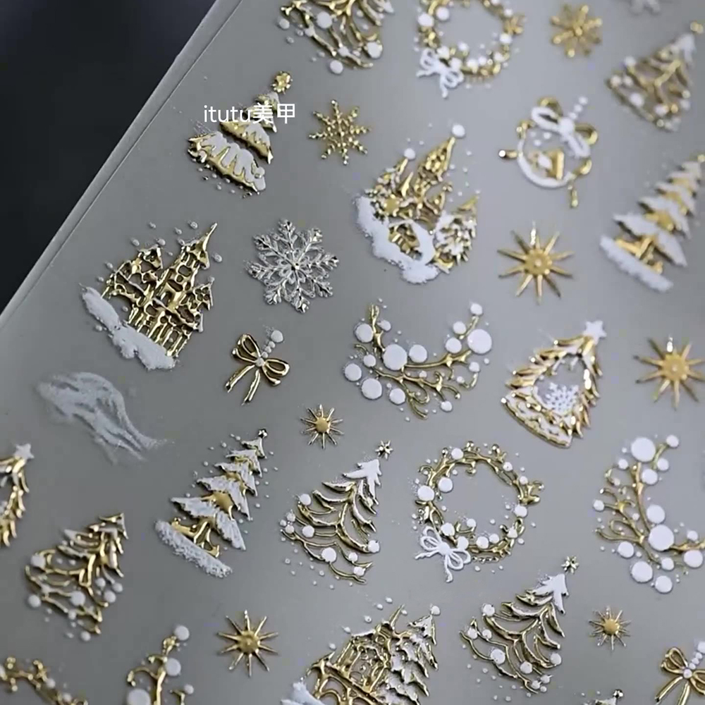 1pc 5D Oro Neve Albero di Nata - Nail Art Xmas recensione e prezzo