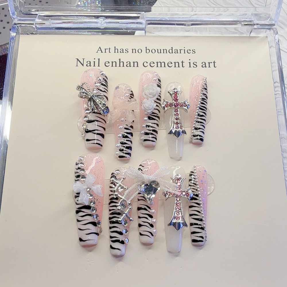 10 Pezzi Unghie Finte Y2K Rosa - Nail Art Zebra recensione e prezzo